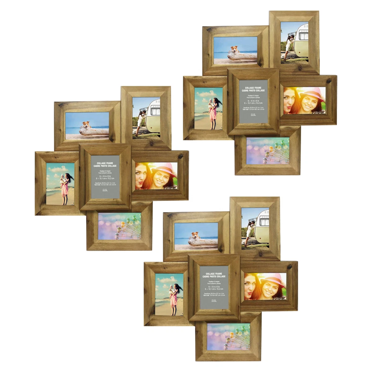 4x6 Wood Collage Picture Frames - 4 Opening