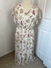 Indigo Rose 3X Maxi Dress Cottage Core Boho Peasant Whimsy Romantic