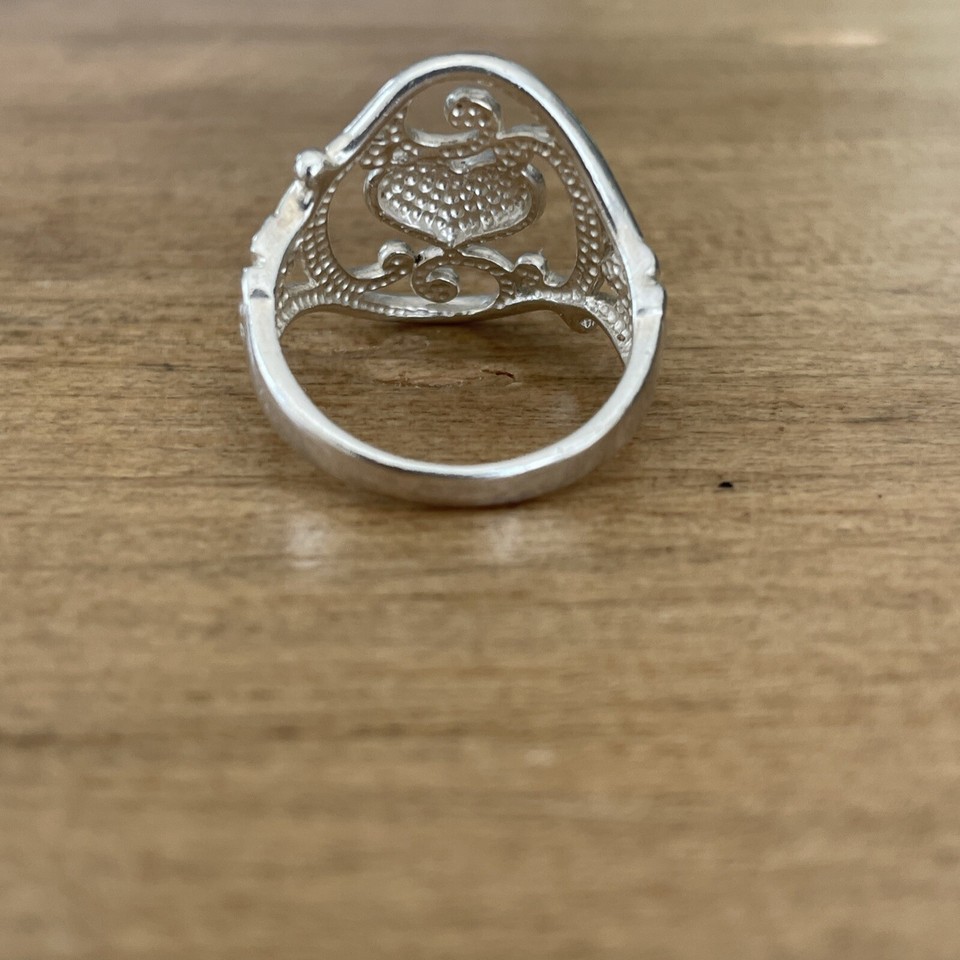 NV Signed Sterling Silver Filigree Swirl Herat Flower Ring Sz 6 eBay