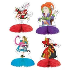 Alice In Wonderland Mini Centerpiece Set 4 Pack 5" Paper Birthday Decoration