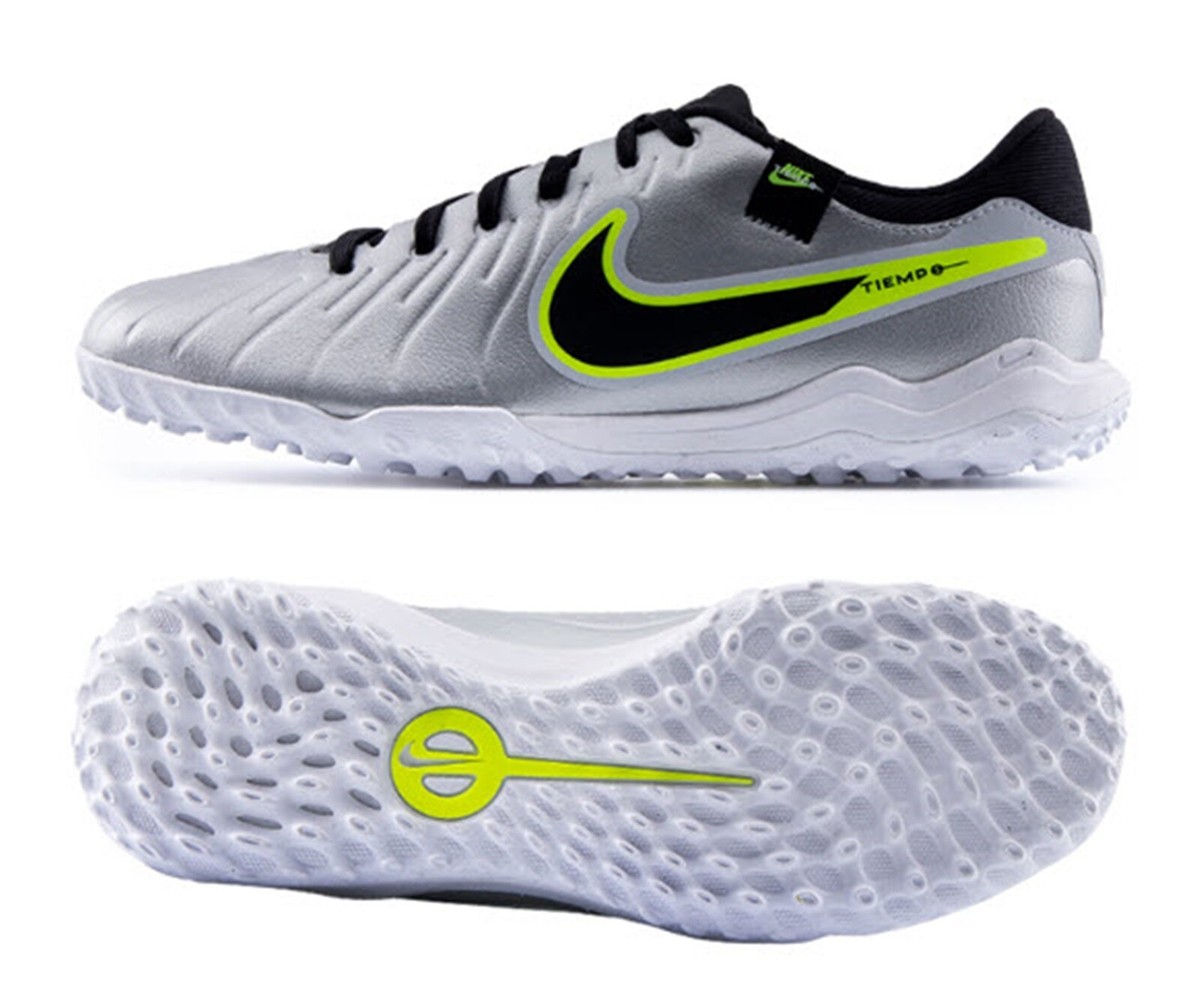Nike Men Tiempo Legend 10 Aca TF Cleat Soccer Silver Futsal GYM