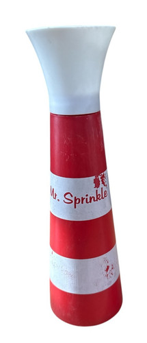 Vintage Mr Sprinkle Water Sprinkler Shaker Bottle Red and White Laundry Ironing