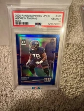 2020 Panini Donruss Optic Blue Prizm /179 Andrew Thomas #103 Rookie RC PSA 10 SP