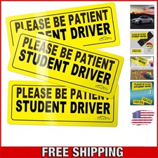 Reflective Student Driver Magnet Sign - Safety Stickers Set of 3 for New Drivers