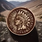 1907 Indian Head Cent Penny-Fine/VF Details, Partial LIBERTY, Brown#209