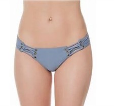NWT Pilyq Sky Blue S Solid Lace Up Strappy Bikini Swim Full Bottom 118162