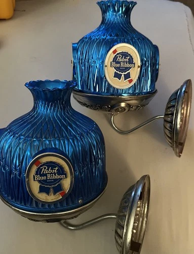 Set 2 Vintage Faux Pabst Blue Ribbon PBR Beer Pub Wall Sconce-No Wiring Or Bulbs