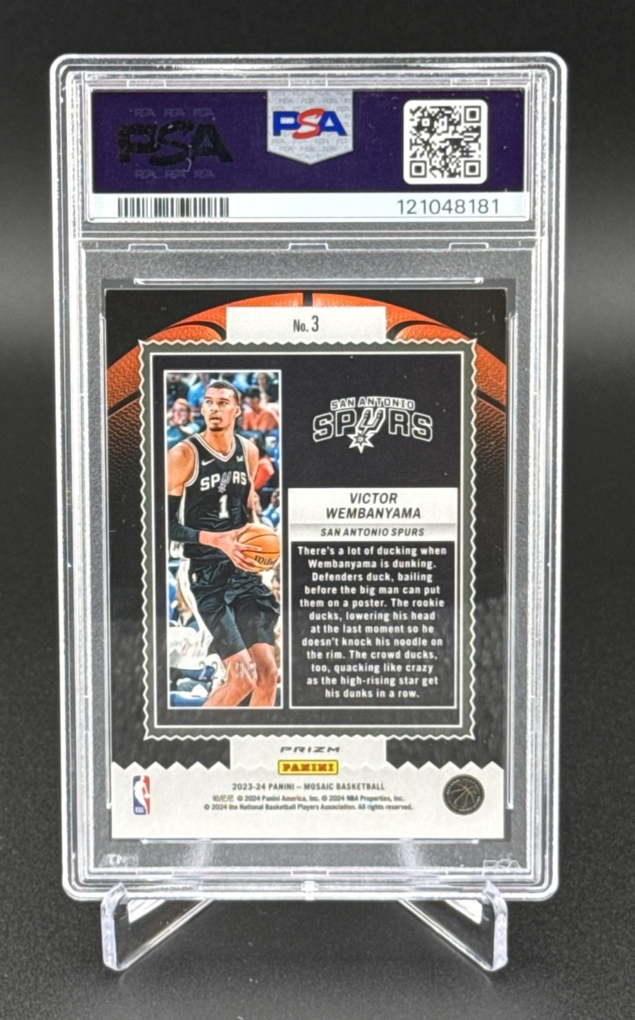 Victor Wembanyama Panini Jam Masters yellow/99 PSA 9 view 2