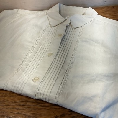 Vintage Classic Elements Ladies Large Shirt Ivory Pleats Delicate Lace 