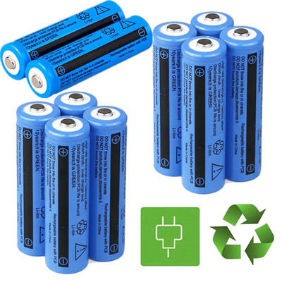 10Pcs/Set 18650 Lithium Battery 3.7V Li-ion Rechargeable For Torch Headlight NEW