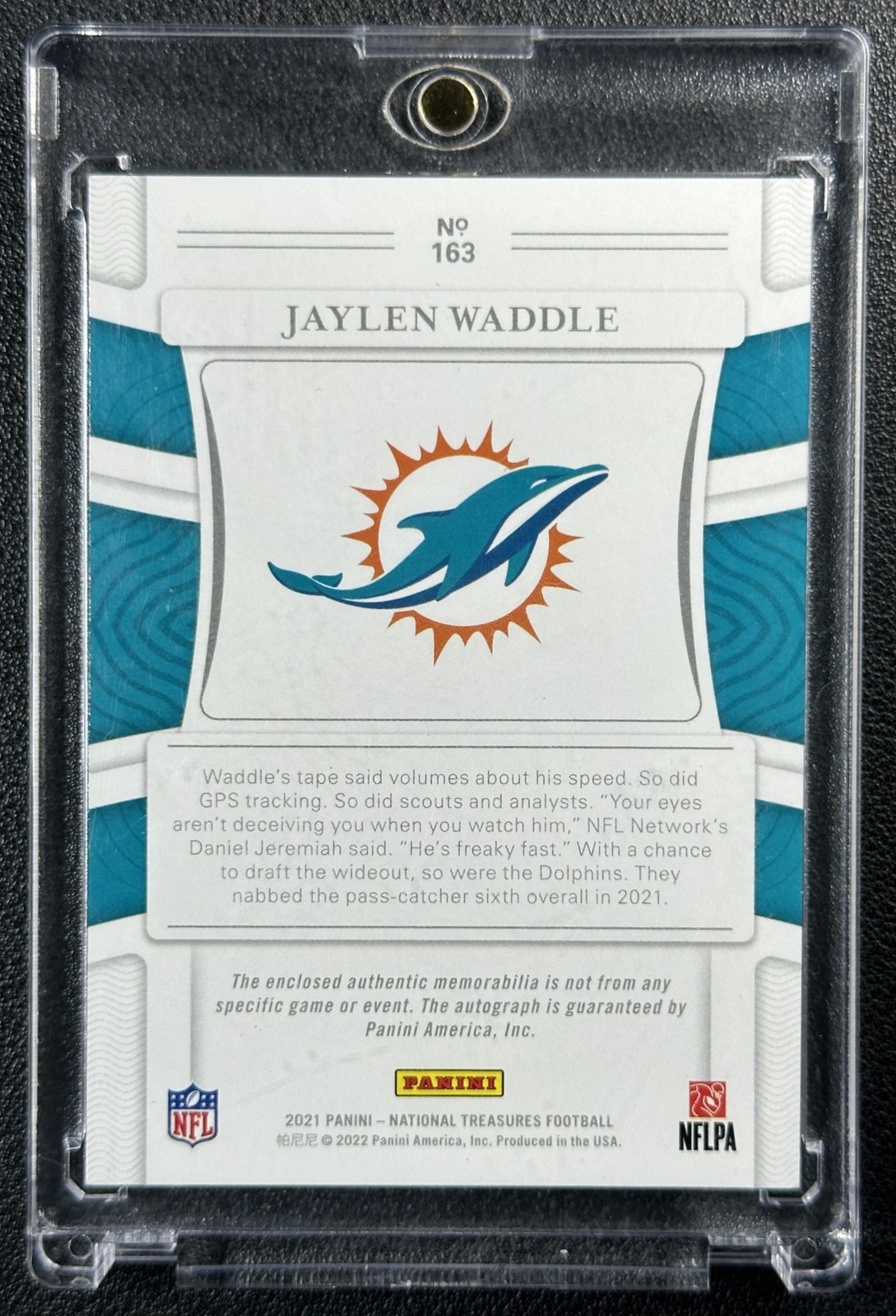 JAYLEN WADDLE 2021 PANINI NATIONAL TREASURES #163 ROOKIE JERSEY PATCH AUTO 40/99 view 2
