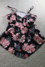 Women's Floral Print Swimdress Adjustable Straps 2XL Nylon