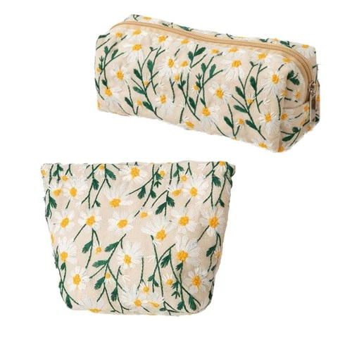 2-Piece Makeup Bag Set Floral Travel Cosmetic Pouches – Floral