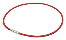 phiten RAKUWA Magnetic Titanium Necklace with Metal Top, Red/Gold, 50cm