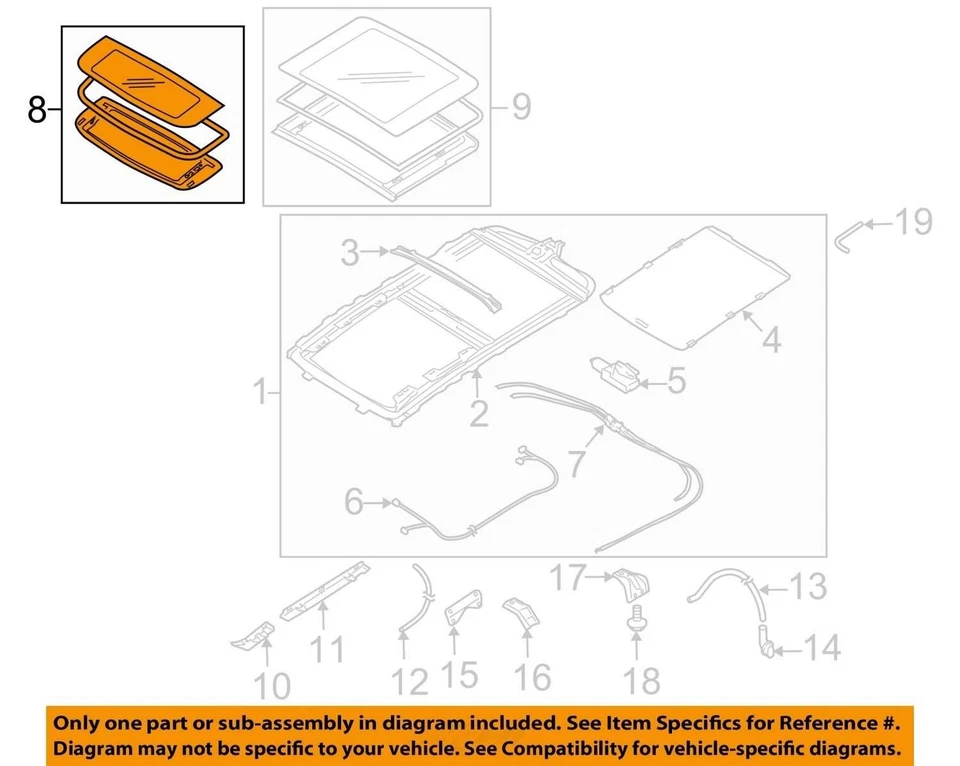 2005-2009 Subaru Legacy Outback Front Sunroof Moonroof Glass OEM - Image 3 of 4