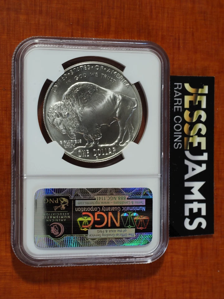 2001 D UNCIRCULATED SILVER BUFFALO COMMEMORATIVE DOLLAR NGC MS69 BROWN LABEL - Image 2 of 2