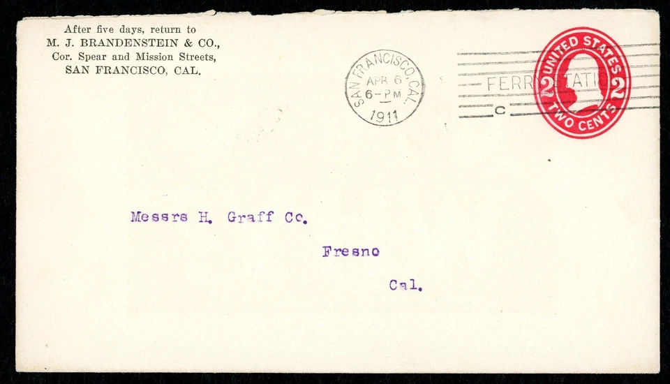 1911, SAN FRANCISCO California Cancel on Cover Advertising MJB Coffee - Image 2 of 3