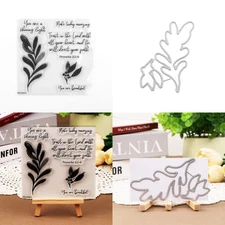 Leaves Cutting Dies and Clear Stamp Stencil Embossing Template for Scrapbooking