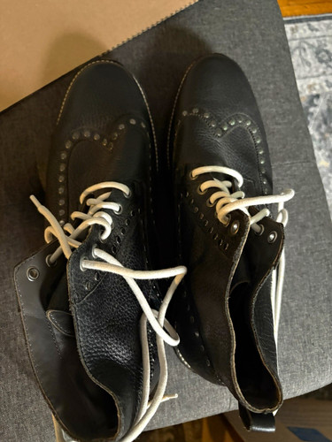 Hush Puppies Men’s Black Leather Brogue Wingtip Ankle Boots Lace-Up Sz 11