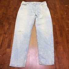 VTG Levi's 550 Relaxed Jeans Mens 38x32 Light Wash Distressed Made in USA 90's