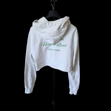 Helmut Lang Cropped Hoodie Embroidered Welcome To Helmut Land White Small