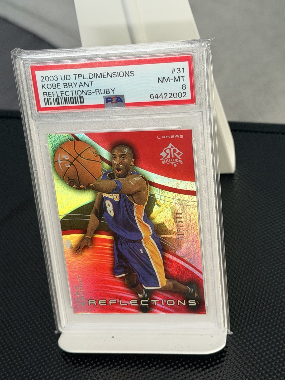 2003 UD Triple Dimensions Reflect Ruby /500 Kobe Bryant PSA 8 Only 55 PSA Graded view 4