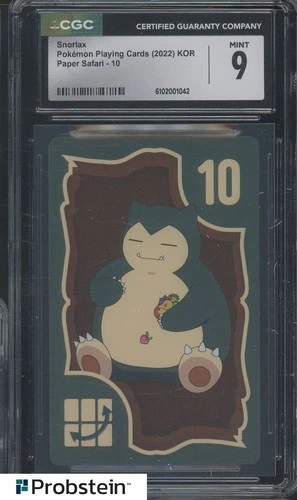 2022 Pokemon Playing Cards Korean Paper Safari - 10 Snorlax CGC 9 MINT