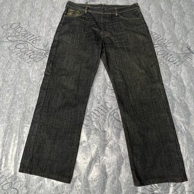 Red Monkey Jeans Dragon Embroidery Dark Blue Denim Sz 36x29.5 Button Fly Selvage