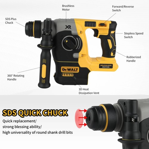 DEWALT DCH273N-XJ 18V XR Brushless 24mm SDS-Plus Hammer Drill - (Tool Only) - Picture 6 of 7