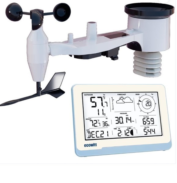 Ecowitt WS3800/WS3900 con pantalla mono/color de 7,5", sensor 7 en 1 y WiFi