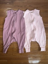 Mama Cheetah 100 Organic Cotton Set of 2 Footed Sleep Sack 6-18M Small Pink