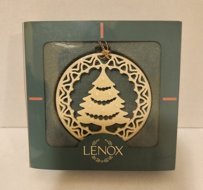 LENOX Christmas Ornament Yuletide Tree Pierced, Gold Trim, Beautiful, NEW in BOX