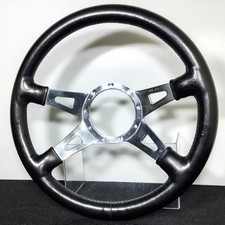 Moto-lita Steering Wheel 370mm Black Leather Polished Spokes Rare Size Uk Made