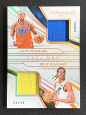 Jalen Williams, Cody Williams 2024-25 Panini Immaculate Collection Dual Mem /99