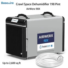 BaseAire AirWerx90X CrawlSpace Dehumidifier 198Pint Commercial Garage 2600 Sq.Ft