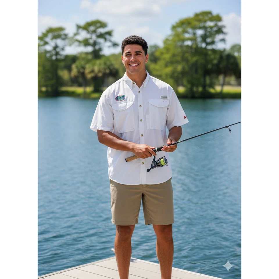 Columbia Men XL Florida Gators Collegiate PFG Outdoor Fishermancore Button Shirt - Image 2 of 4