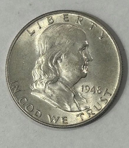 1948 Franklin Half Dollar 90% Silver AU++ Condition Full Bell Lines