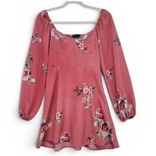 Forever 21 Mauve Floral Print Mini Skater Dress S Pink Peasant Coquette Cottage