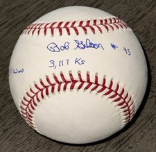 Bob Gibson signed multi-inscribed Cardinals statball MLB stat baseball (JSA COA)