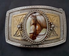 Vintage Unbranded Belt Buckle Horse Head Cameo Design