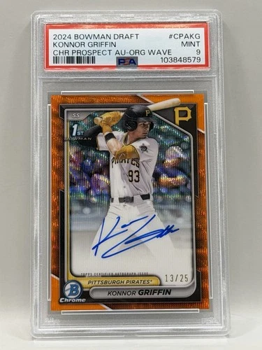 2024 Bowman Chrome Konnor Griffin Orange Wave Refractor Auto #13/25 PSA 9 Mint