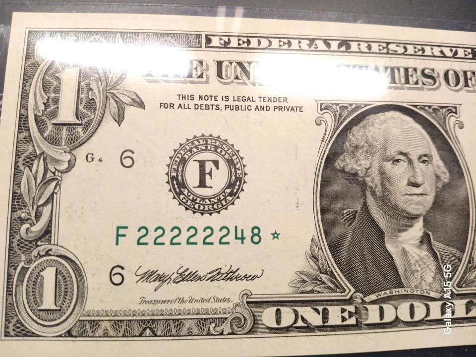 Very rare and unique Low # F 22222248 * $1 One Dollar Bill 1995 Star Note *UNC* - Image 4 of 4