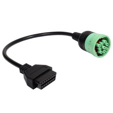 9 Pin J1939 Male to 16 Pin OBD2 OBDII Female Right Angle Green Type 2 Adapter...