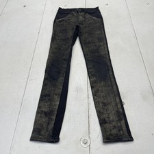 Hudson Skinny Jeans Youth Girls 12 Black Dark Wash Low Rise Glitter Coated Denim