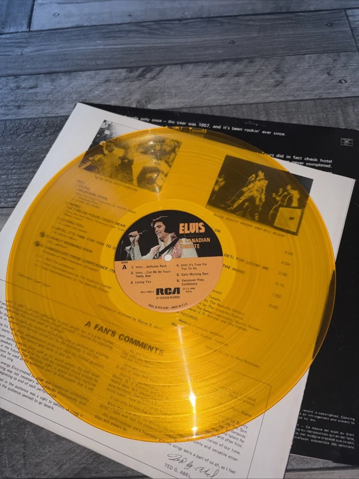 Elvis - A Canadian Tribute - 12” Vinyl Record LP - 1978 RCA 1st Gold Complete VG - Image 4 of 4