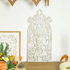 Sungmor Cast Iron Wall Decor Ornate Flower Vase Scroll Antique Hallway Sculpture