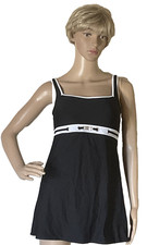 Nautica Black & White One-Piece Swimsuit-Skirt Cover-Up Made in the USA Size 12