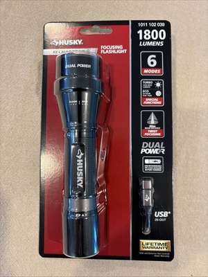 #ad 2 PACK Husky 1800 Lumens Dual Power LED Rechargeable Tactical Focus Flashlight $39.99