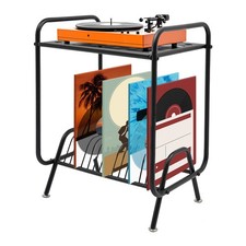 Vinyl Record Storage Holder Rack Black Metal Record Player Stand With Storage