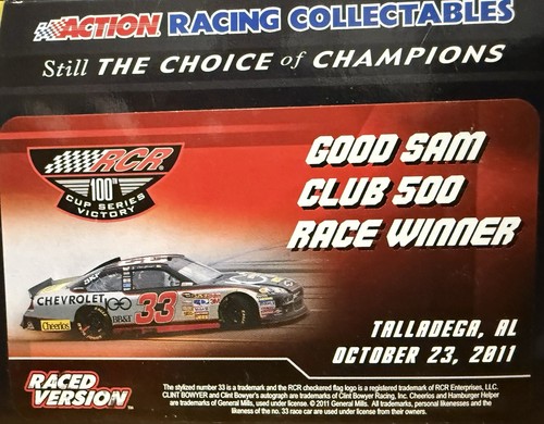 #33 Clint Bowyer 2011 Autographed 100 Years Talladega Win 1:24 ARC Din ...